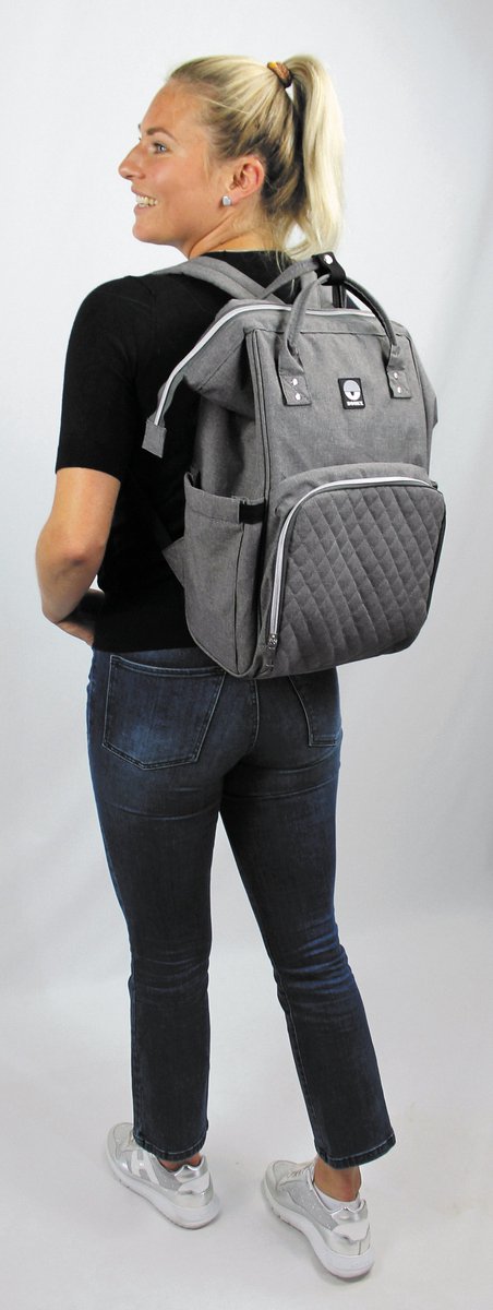 Sac à langer Dooky - sac à dos - gris mélangé - avec matelas à langer