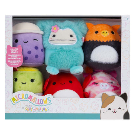 Squishmallows micromallows en peluche câlin - myrnam henley, carlos, anjara, joelle, poplina, 6-pack