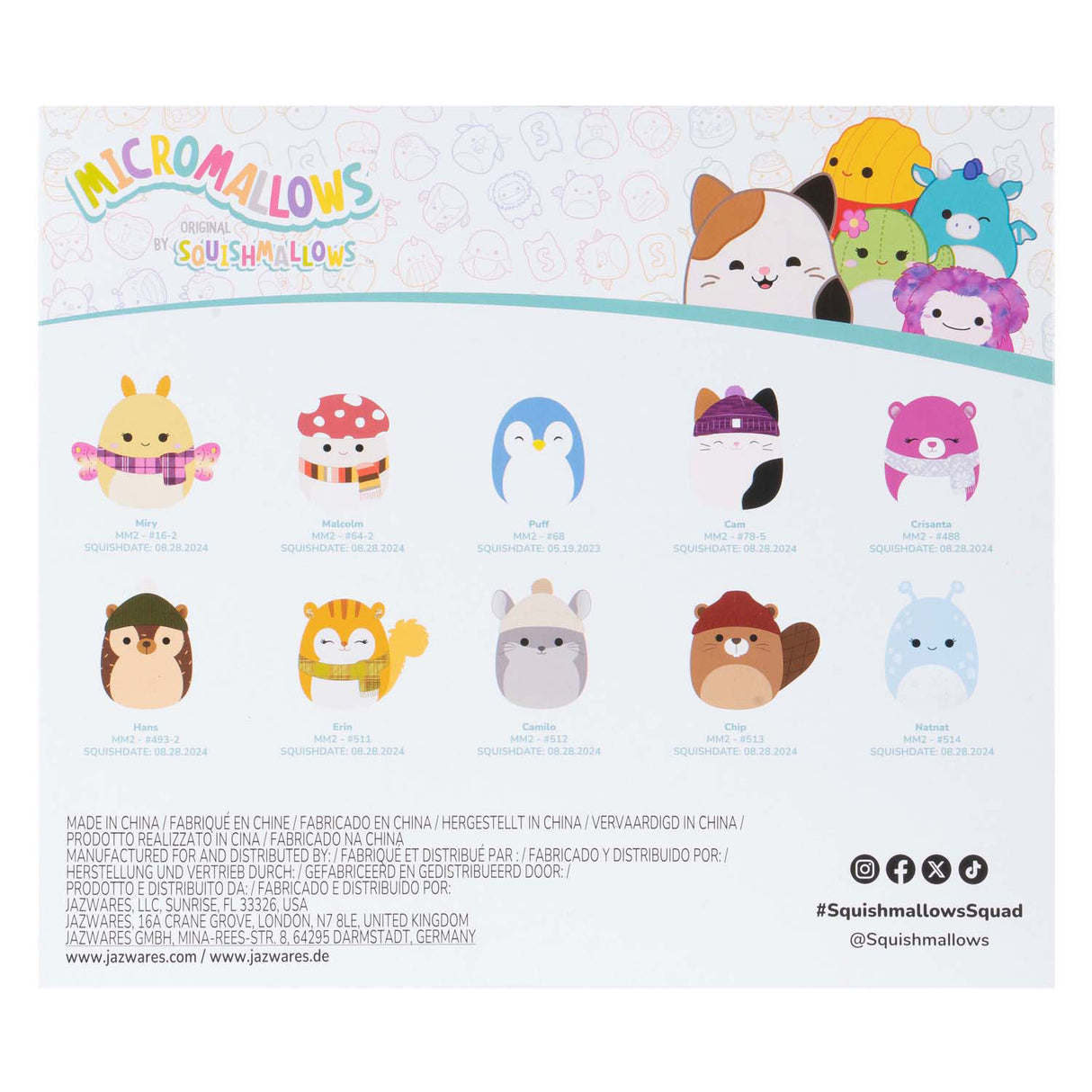 Peluche peluche Jazwares squishmallows - micromallows hiver - 10 pcs.