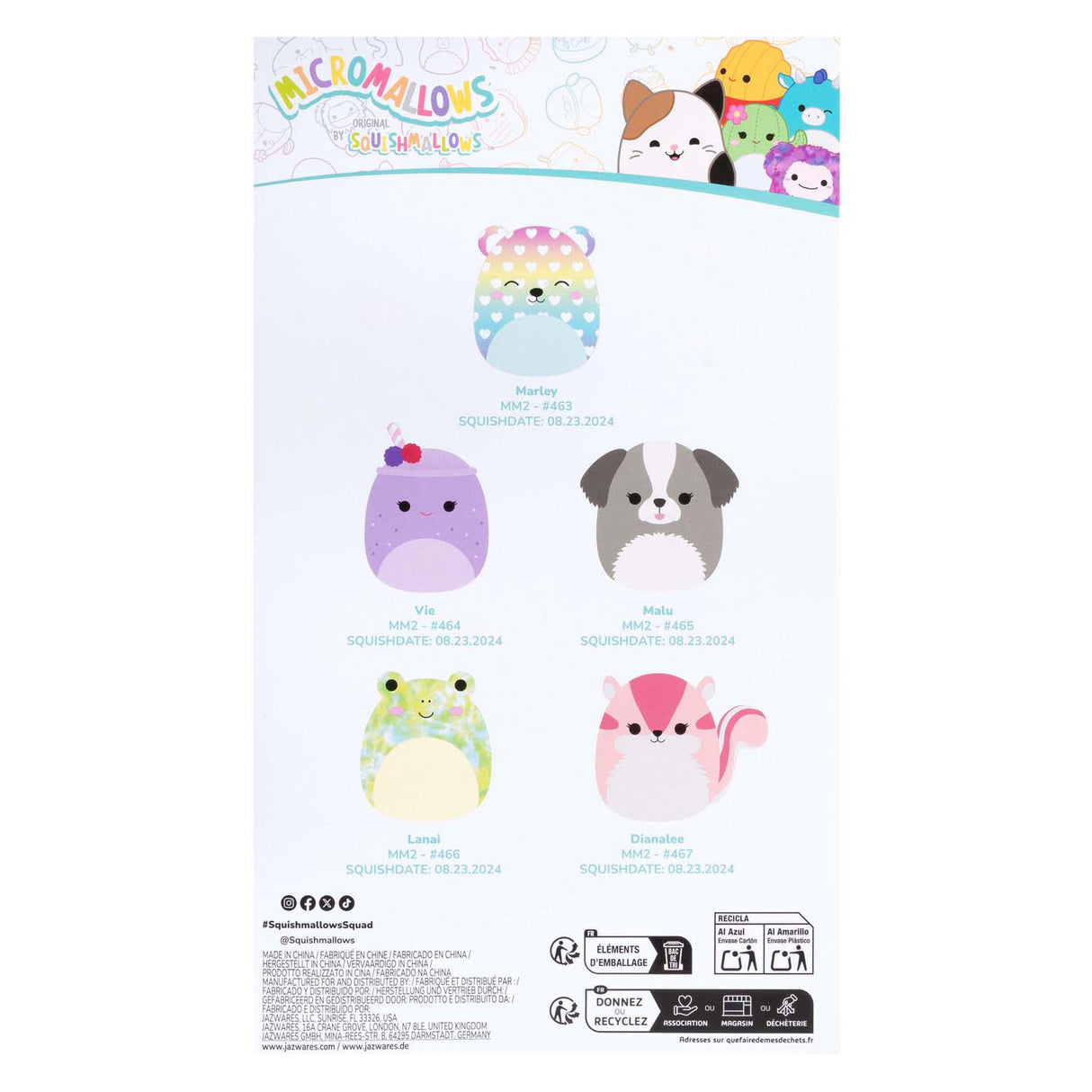 Jazwares squishmallows peluche micromallows en peluche, 5 pcs.