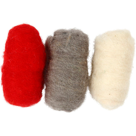 Laine cardée Creativ company, harmonie rouge blanc, 3x10 gr 1 boîte