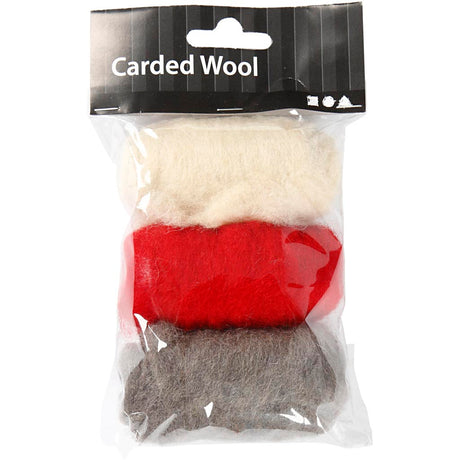Laine cardée Creativ company, harmonie rouge blanc, 3x10 gr 1 boîte