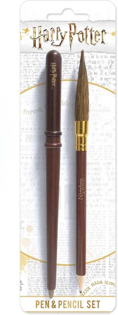 Pyramid International Ensemble de crayons et stylos Harry Potter, balai mural marron