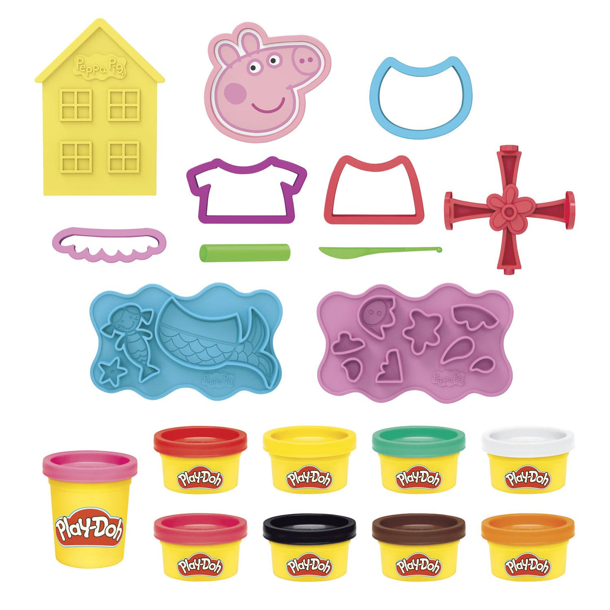 Play-doh peppa pig ensemble de jeu de coiffure - pâte à modeler - comprenant 9 pots