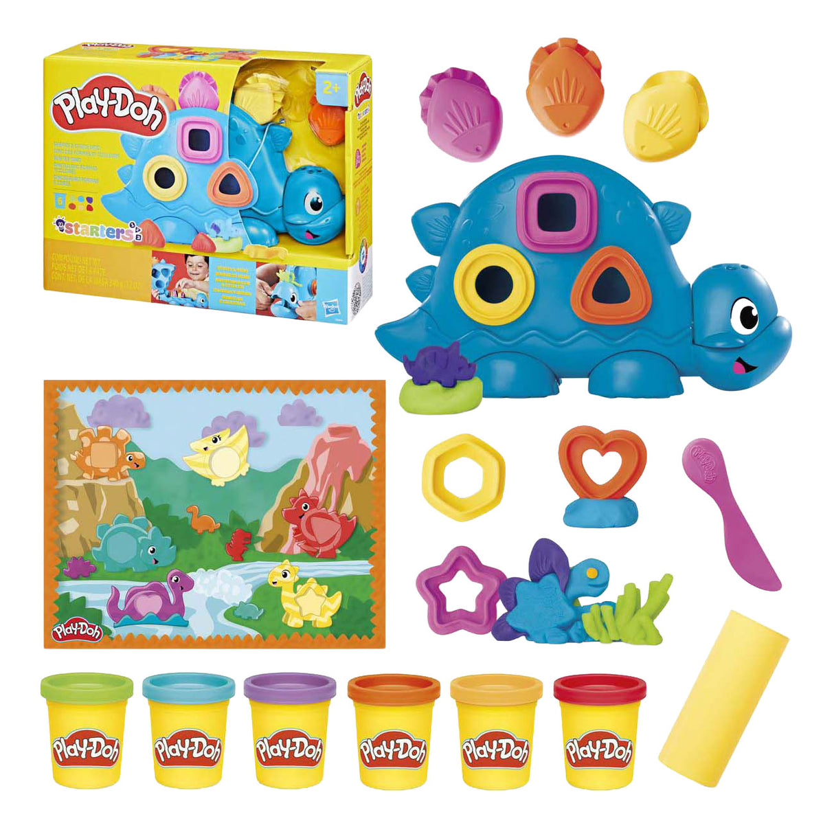 Play-doh debout formes et couleurs dinosaure - 6 pots en argile