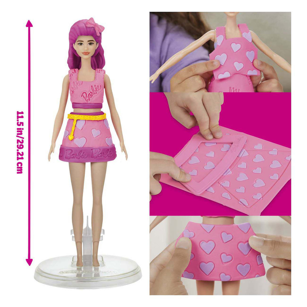 Coffret Play-doh coeurs et cheveux de poupée Barbie - pâte à modeler