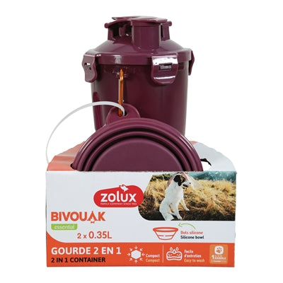 Zolux BVK 2in1 set de voyage bouteille avec gamelle et abreuvoir rouge