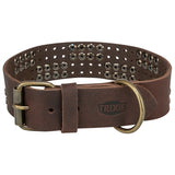 Trixie collier pour chien rivet rustique cuir graissé marron foncé