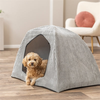 Tente de lit pour chien Trixie Jonna Vital en tissu côtelé gris clair