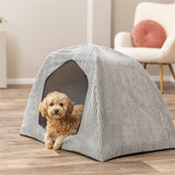 Tente de lit pour chien Trixie Jonna Vital en tissu côtelé gris clair