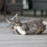 Trixie visage endormi avec peluche herbe à chat assortie