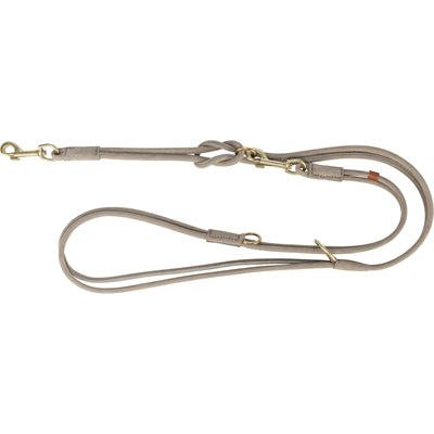 Trixie Laisse pour chien Pure réglable ronde en cuir cousu gris clair