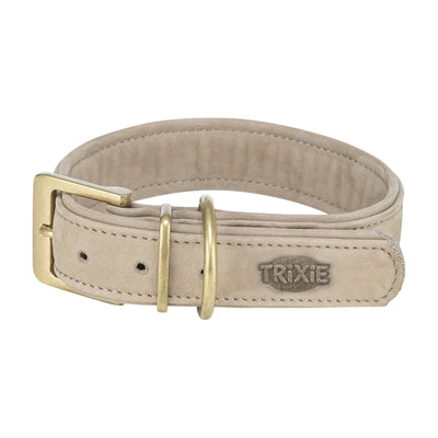 Trixie collier pour chien pur cuir gris clair