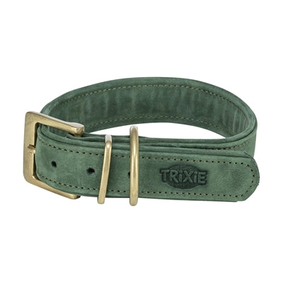 Trixie collier pour chien pur cuir vert sauge