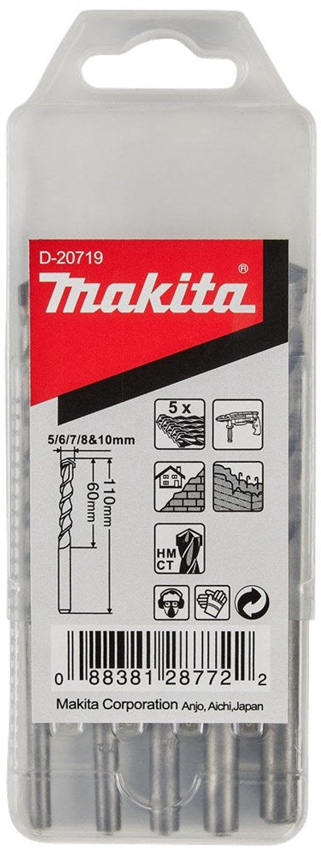 Makita jeu de forets à maçonnerie 5 pièces 5 6 7 8 10mm - d-20719