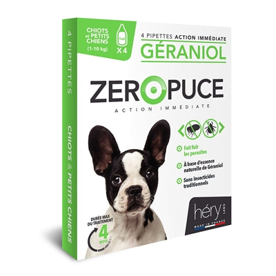 Hery Zeropuce gouttes anti-puces pour chien géraniol sans produits chimiques