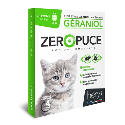 Hery Zeropuce gouttes anti-puces chaton géraniol sans produits chimiques