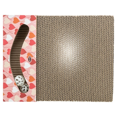 Trixie planche à gratter coeurs avec boules rectangulaire en carton saumon