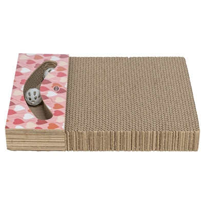 Trixie planche à gratter coeurs avec boules rectangulaire en carton saumon