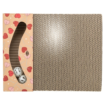 Trixie griffoir coeurs avec boules rectangulaire en carton abricot