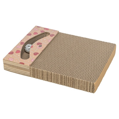 Trixie griffoir coeurs avec boules rectangulaire en carton abricot