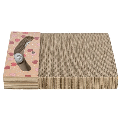 Trixie griffoir coeurs avec boules rectangulaire en carton abricot