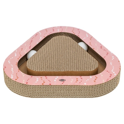 Trixie planche à gratter coeurs avec boules triangulaires en carton saumon