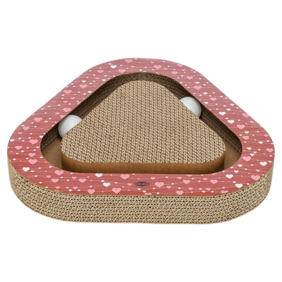 Trixie planche à gratter coeurs avec boules triangulaire en carton rouge