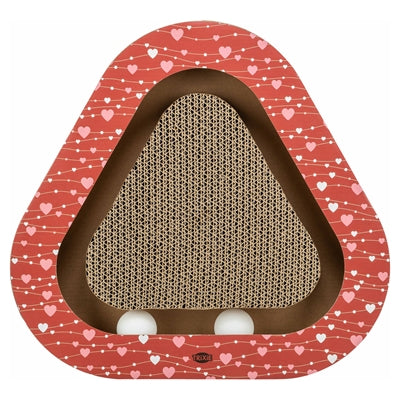 Trixie planche à gratter coeurs avec boules triangulaire en carton rouge