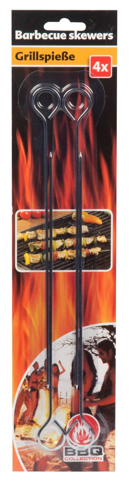 Brochette de barbecue BBQ collection 24 cm, 4 pièces en acier inoxydable