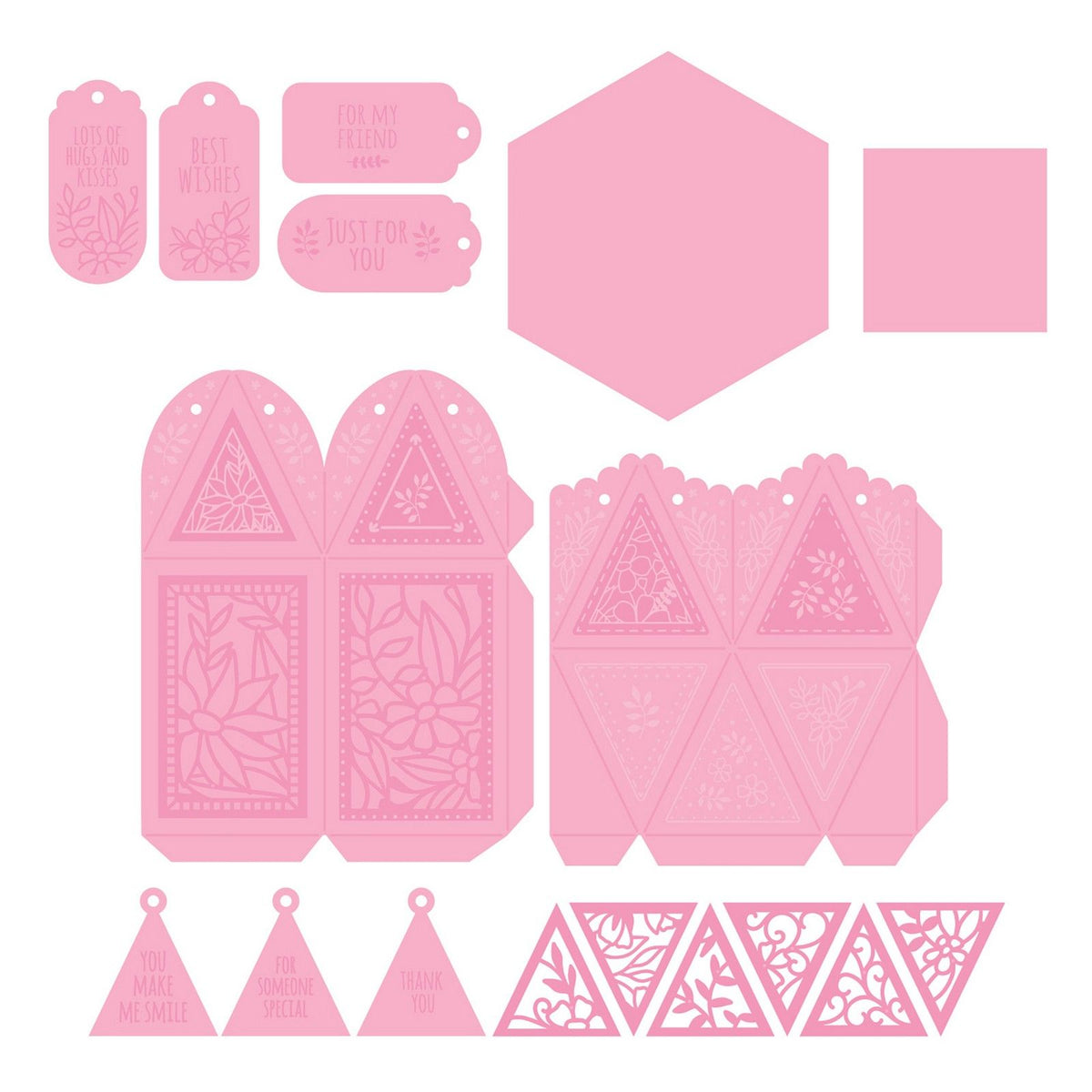 Tonic studios • dimensions boîtes estampillées florales