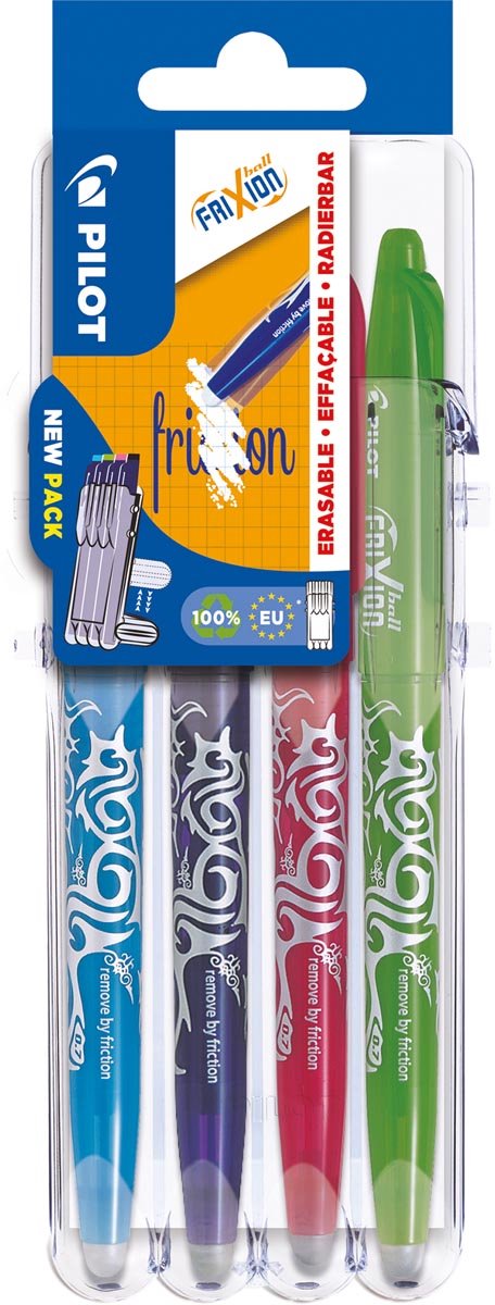 Pilot gel roller frixion ball 2 go | blister de 4 pièces de couleurs assorties