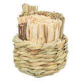 Trixie mand gras met hooi maisbladeren houten stokjes