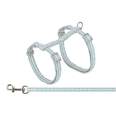 Trixie harnais pour chat avec laisse motif rétro gris bleu