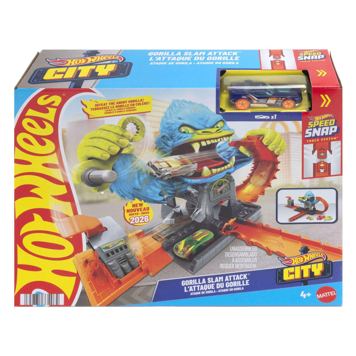 Ensemble de jeu et voiture jouet attaque de gorilles de la ville Hot Wheels