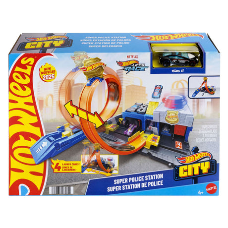 Super poste de police de Hot Wheels City - piste en boucle