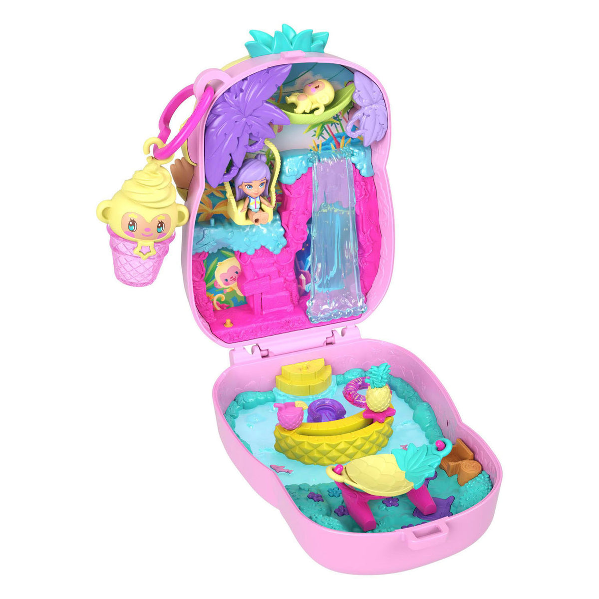 Ensemble de jeu compact Polly Pocket, ananas et singe