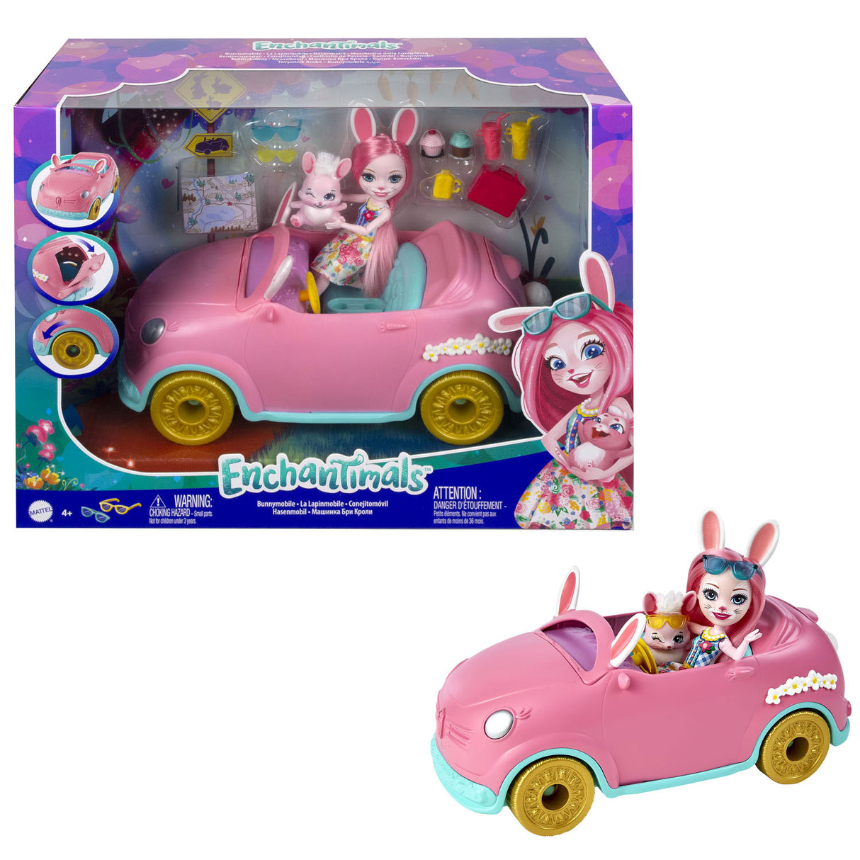 Mattel Enerchalimals Rabbit z pojazdem