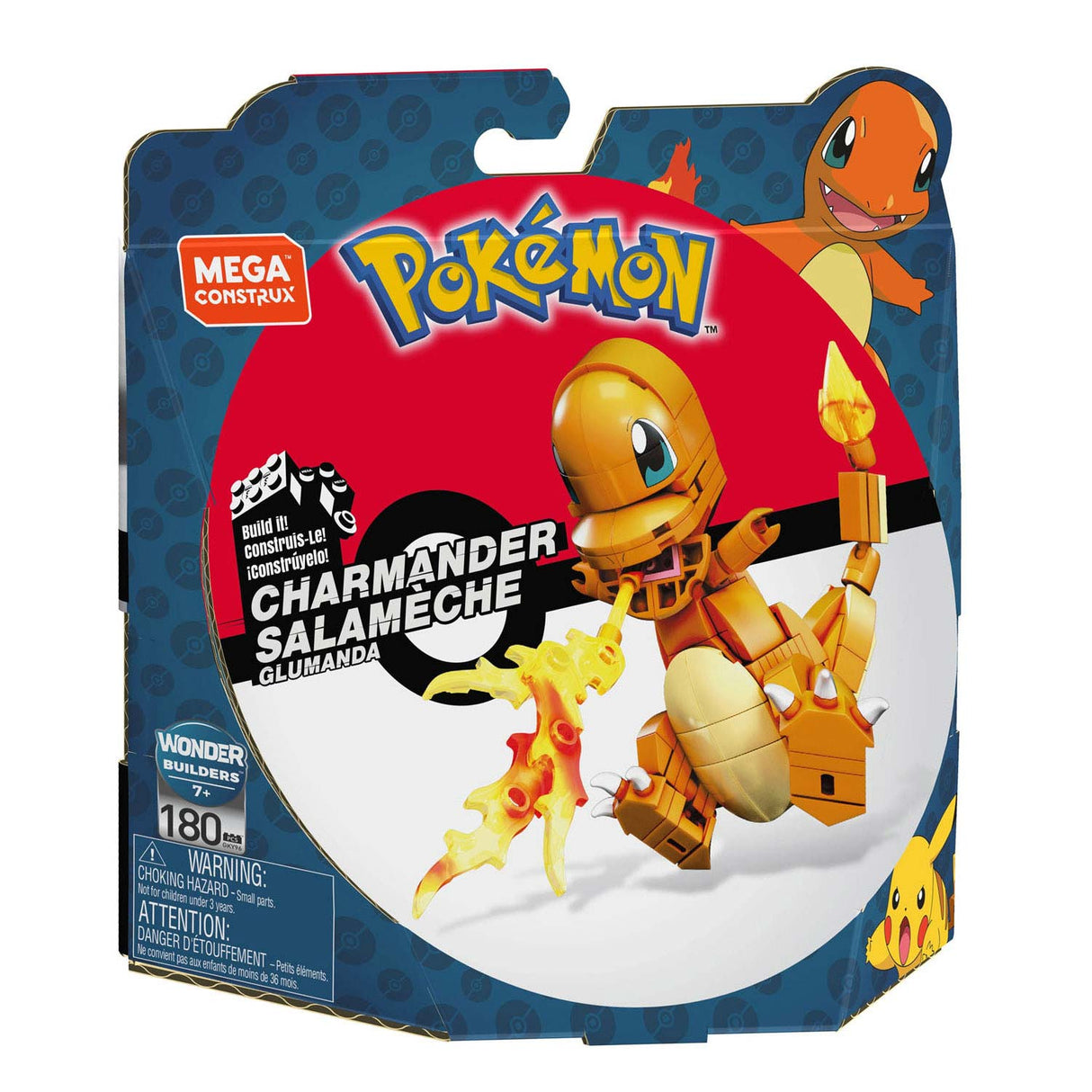 Ensemble de construction Pokémon Mega Construct - Salamèche - 180 pièces.