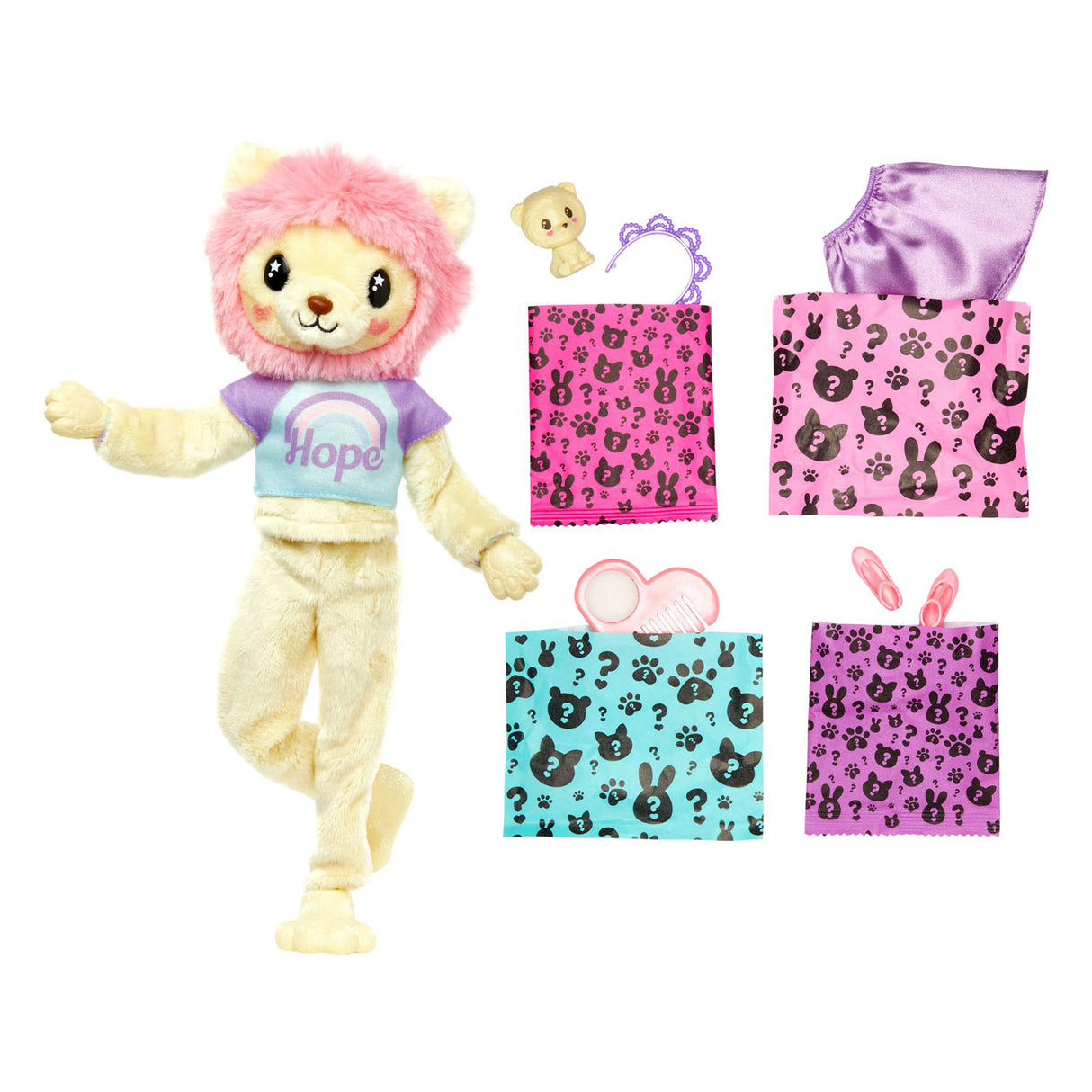 Mattel Cutie Ujawnia pop przytulne słodkie tee seria Lion