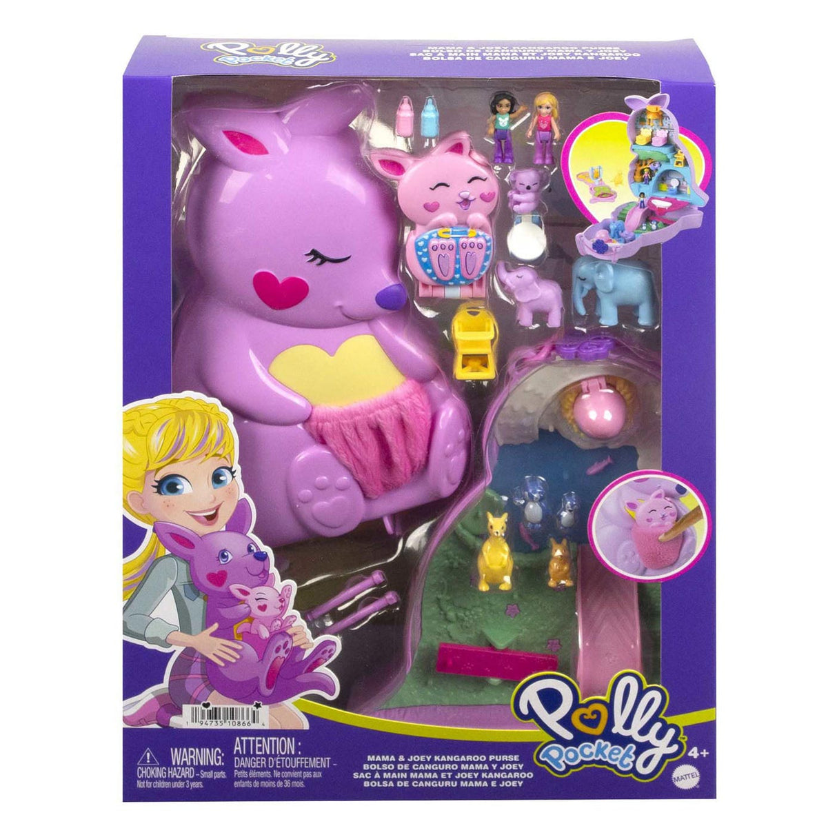 Mattel polly Pocket Mama an de Joey Känguroo Bag Play Set