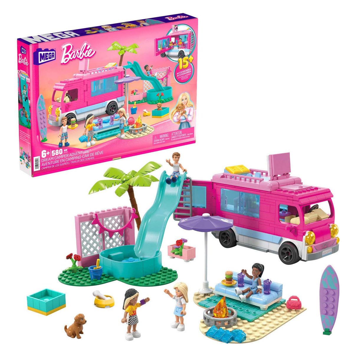 Mattel Dream Camper Adventure Bouwset, 580dlg.