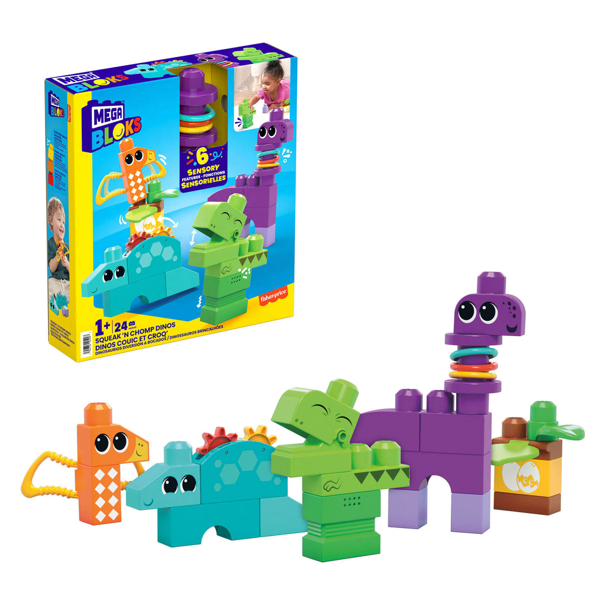 Mega Bloks Squeak N Chomps Dino's Construction Set, 24DLG.