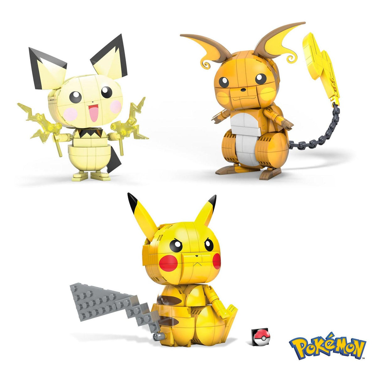 Pokémon Mega Construux Pokemon Construction Set Build and Show Pikachu Evolution Trio