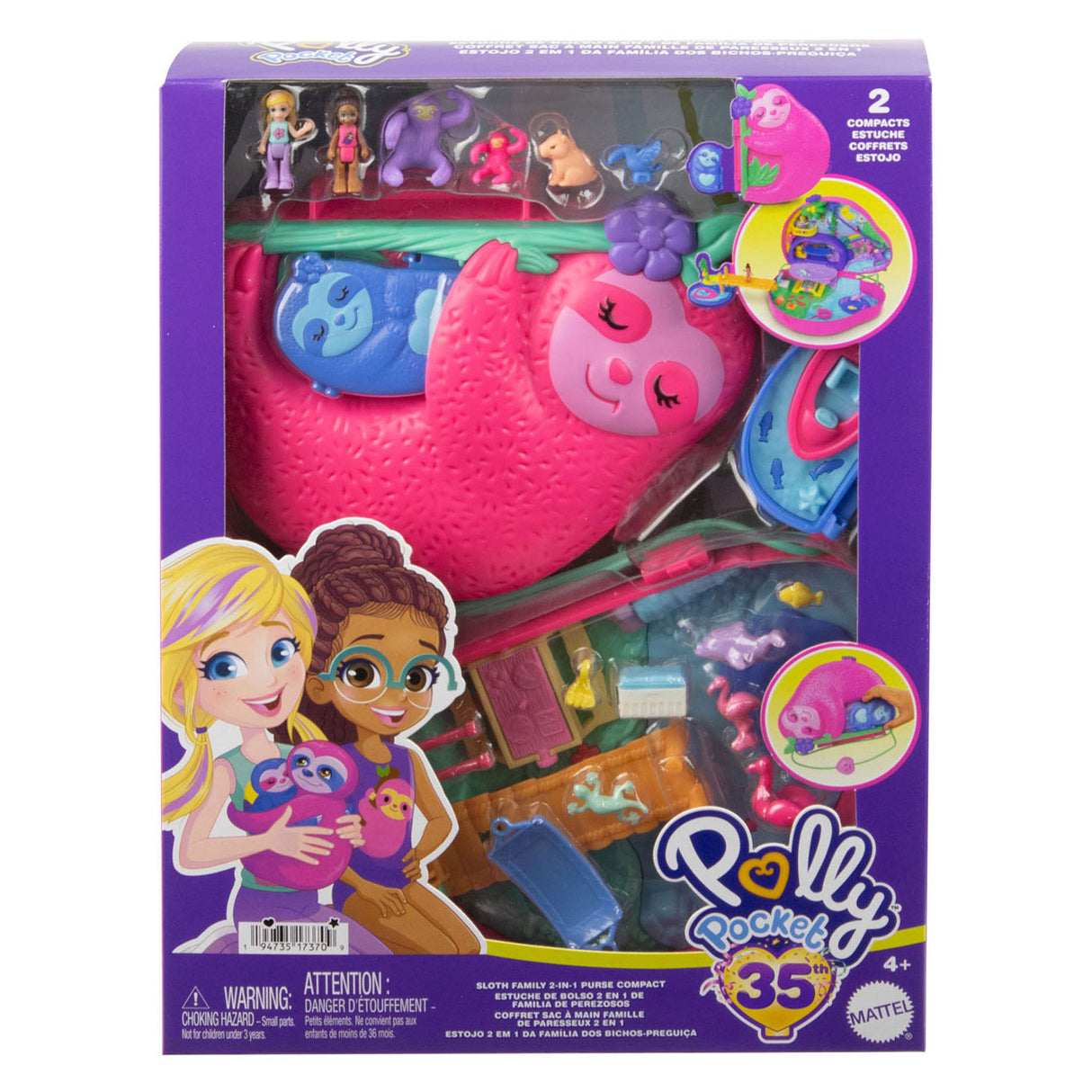 Mattel Polly Pocket Pocket Rodzina 2 w 1 kompaktowy zestaw zabaw