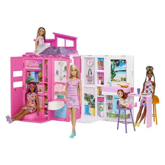 Casa de vacaciones de Mattel con juego de juegos de muñecas de moda