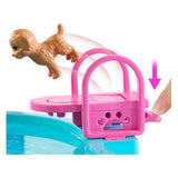 Barbie dream pool - ensemble de jeu avec toboggan et bain à remous et plus de 20 accessoires