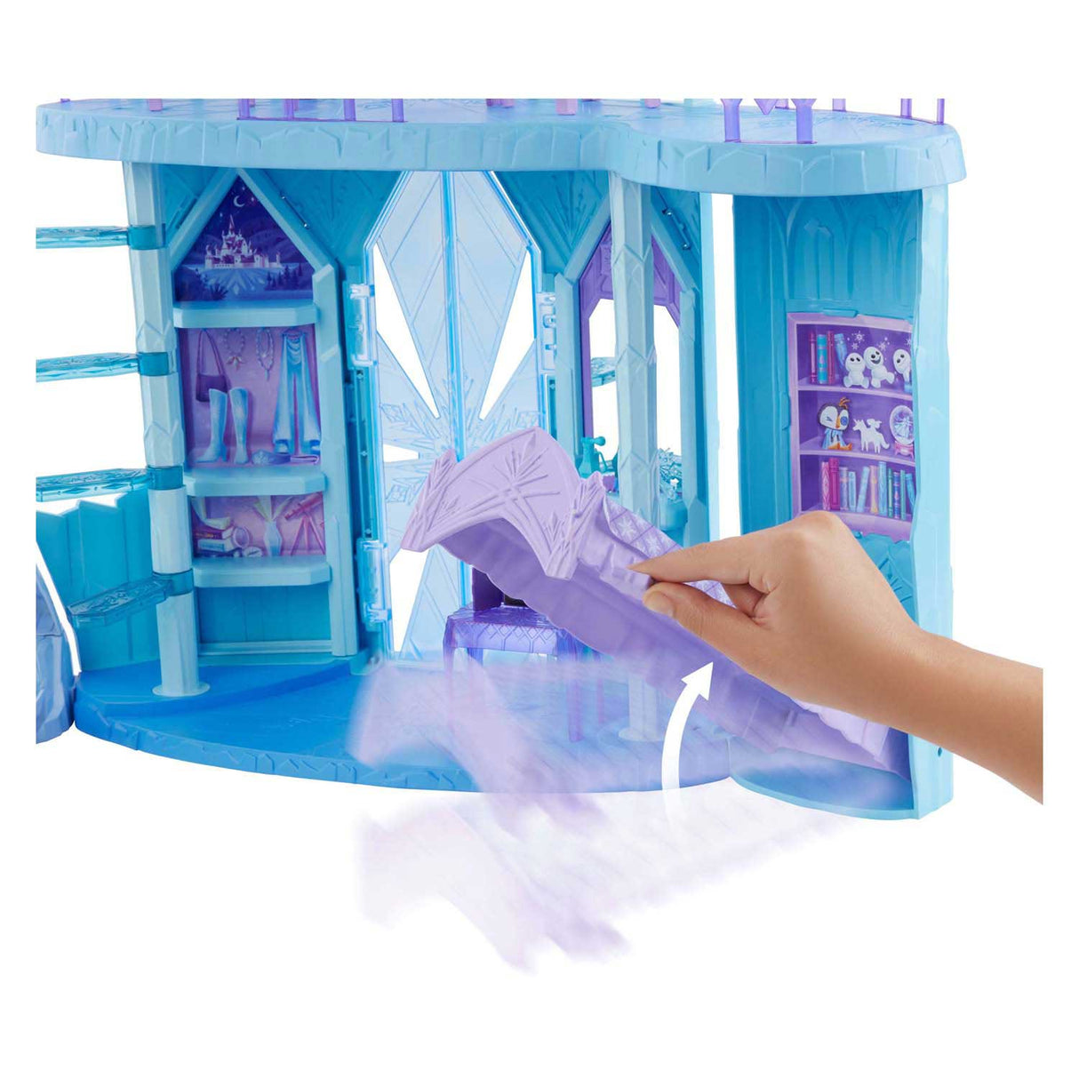 Mattel Disney Frozen Elsa's Ice Palace - 5 aires de jeux avec toboggan, balcon et olaf - 75 cm