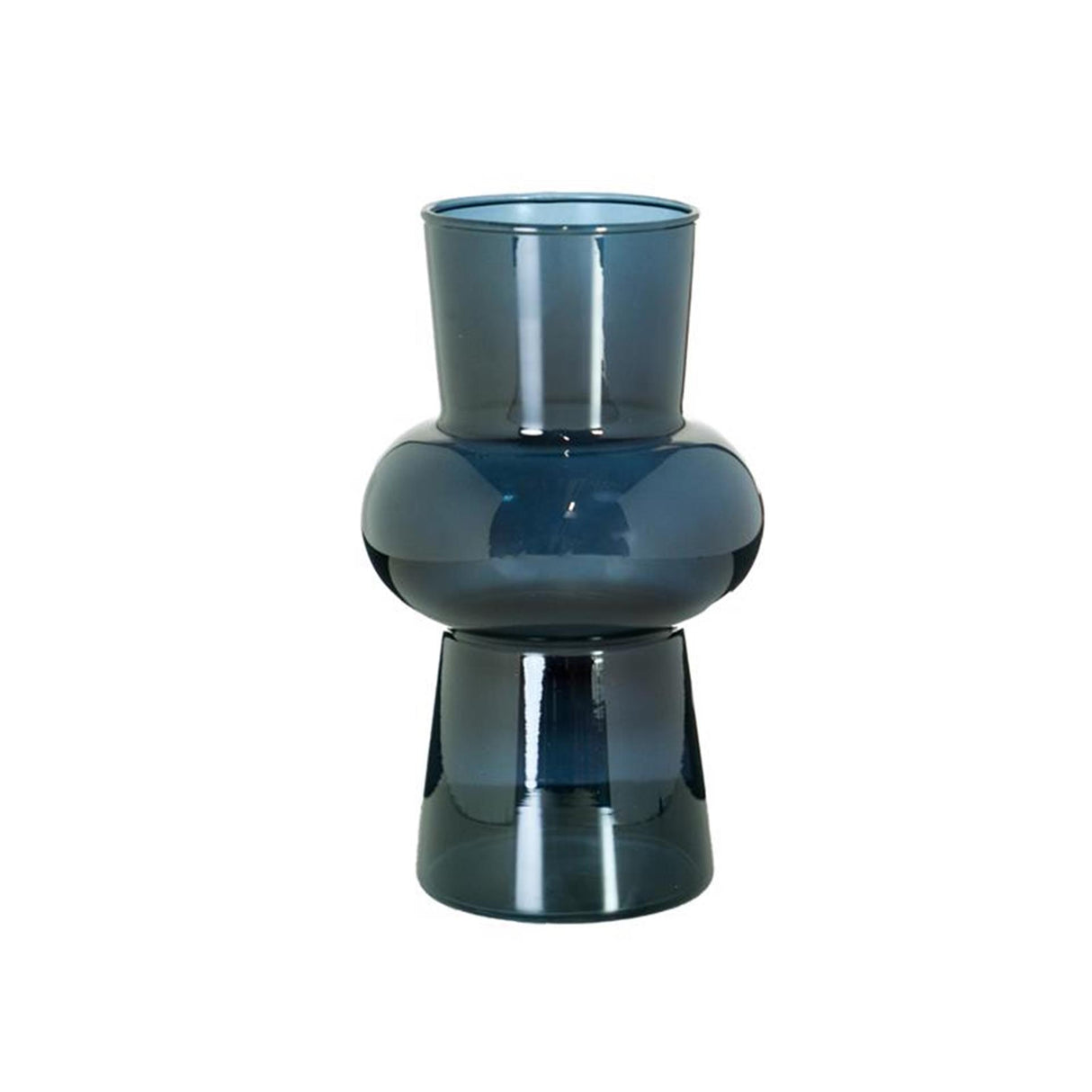 Vase ventre riga en verre Hatchet bleu ø11,5xh20cm