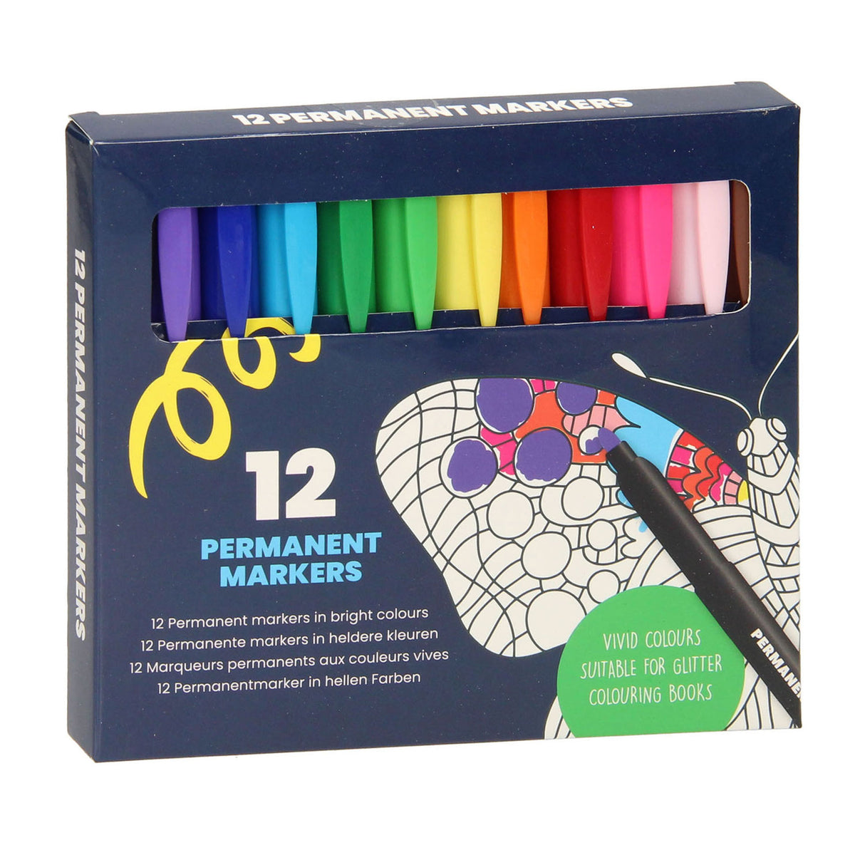 Marqueurs permanents colorés, 12 pcs.